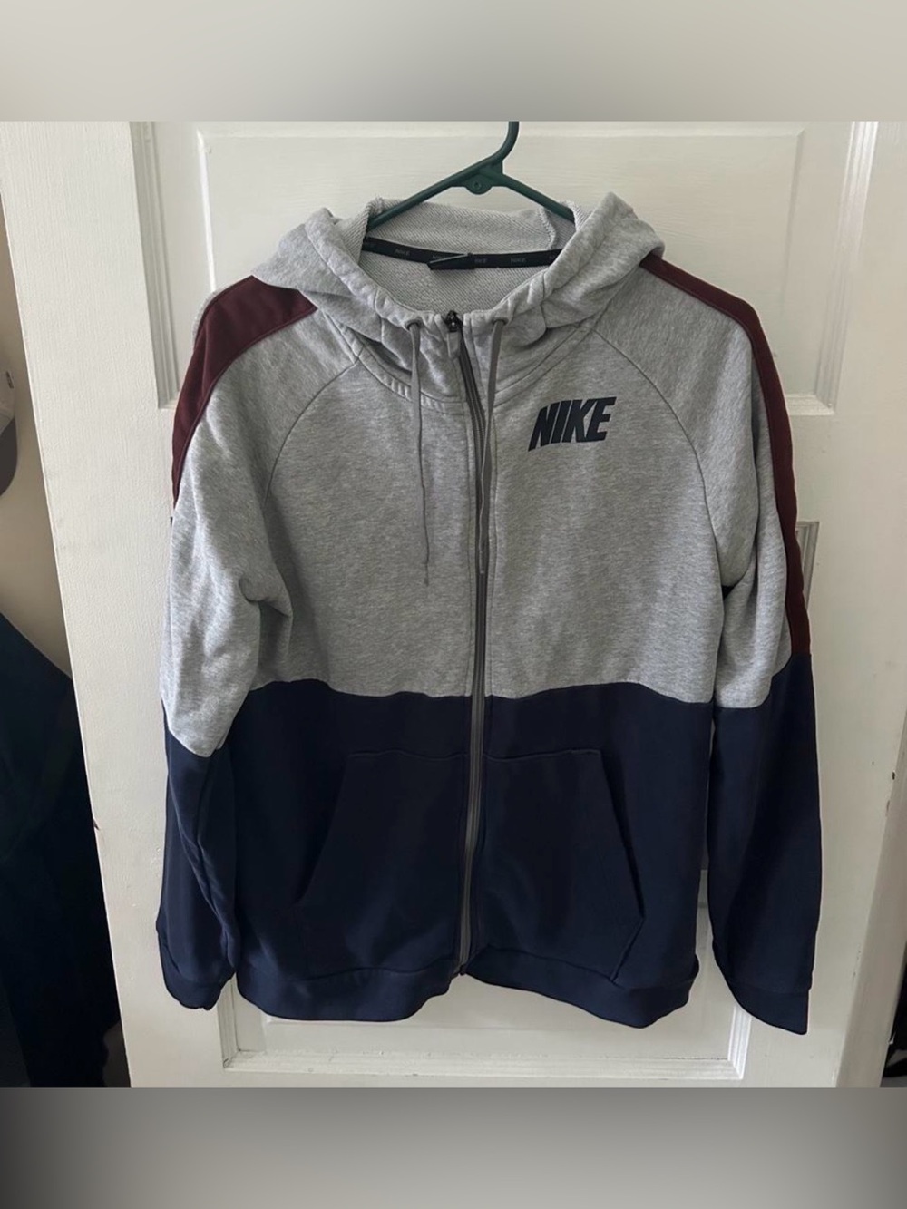 Nike Colorblock Zip Hoodie - Gray, Navy & Burgundy